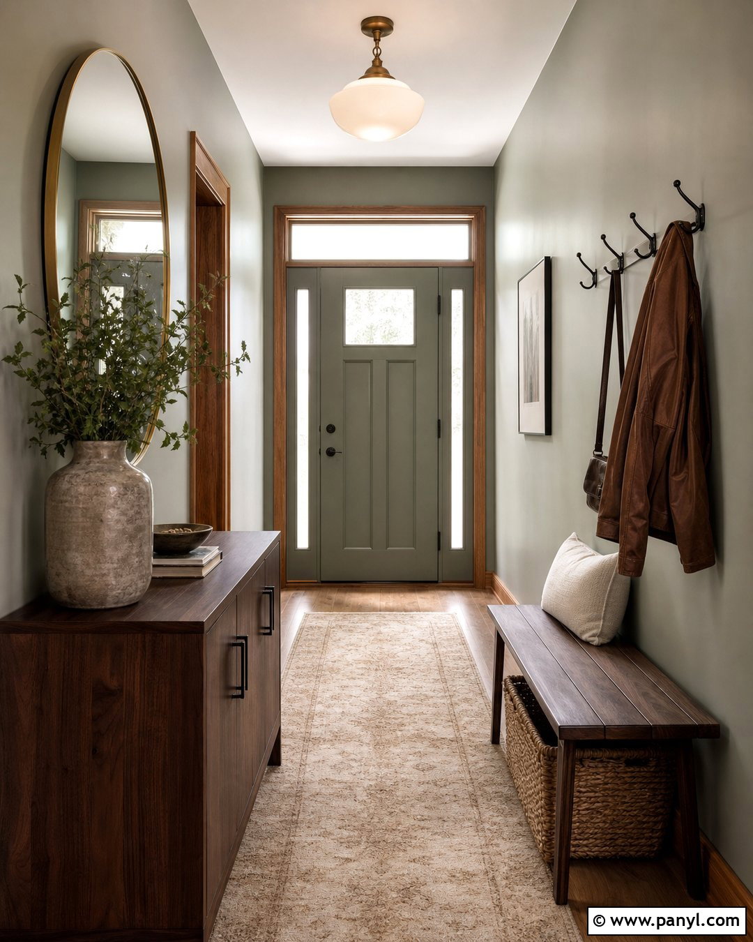 Evergreen Fog Entryway With Wood Trim - 20 cornwall slate vs evergreen fog ideas