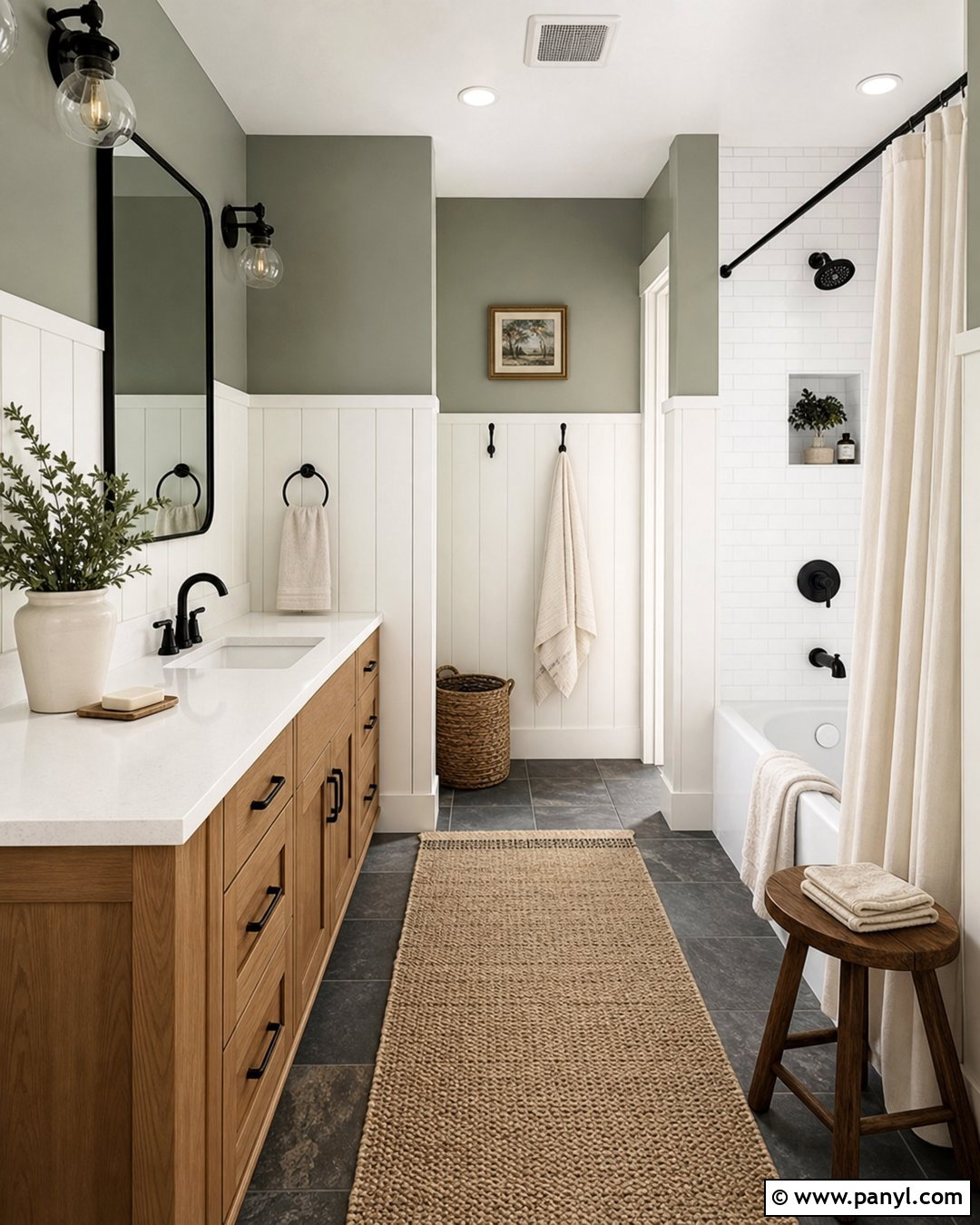Evergreen Fog Farmhouse Bathroom - 30 Evergreen Fog Sherwin Williams Bathroom Ideas