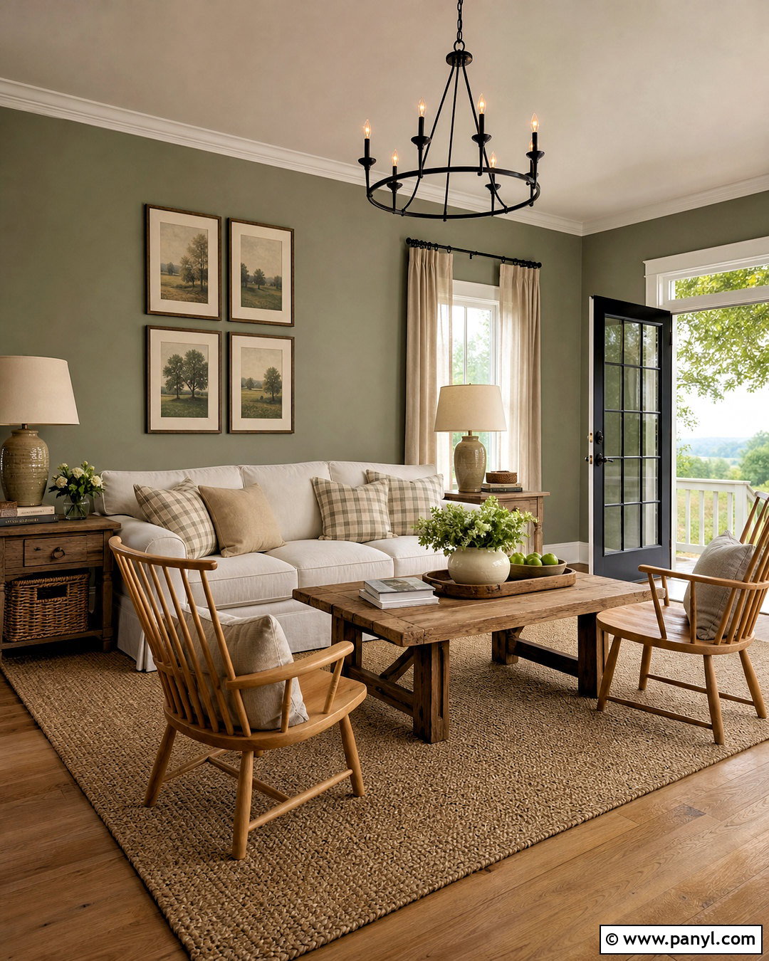 Evergreen Fog Farmhouse Living Room - 20 evergreen fog living room ideas