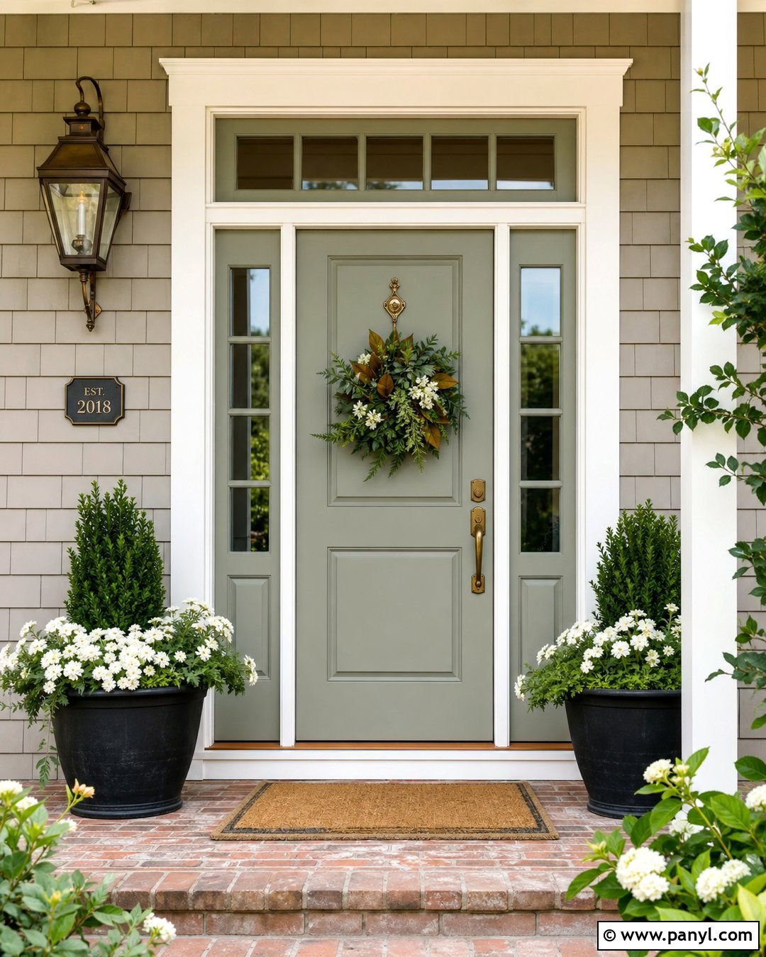 Evergreen Fog Front Door With Cream Siding - 20 cornwall slate vs evergreen fog ideas