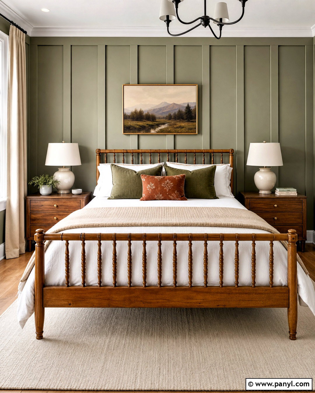 Evergreen Fog Guest Bedroom Wainscoting Wall - 20 evergreen fog accent wall ideas