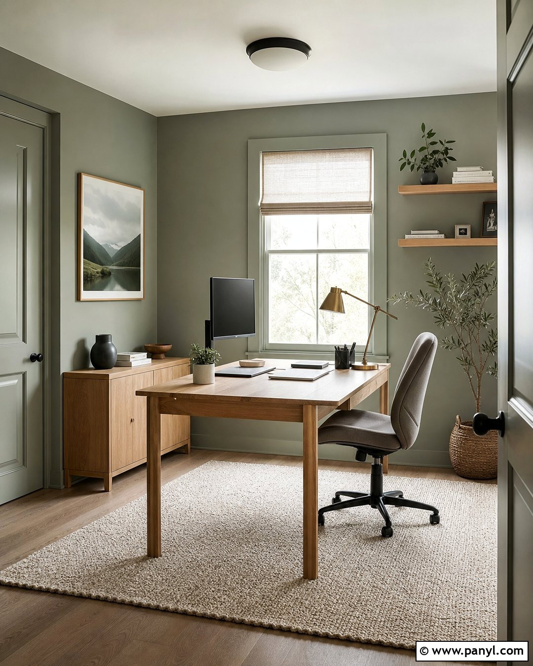 Evergreen Fog Home Office With White Oak - 20 cornwall slate vs evergreen fog ideas