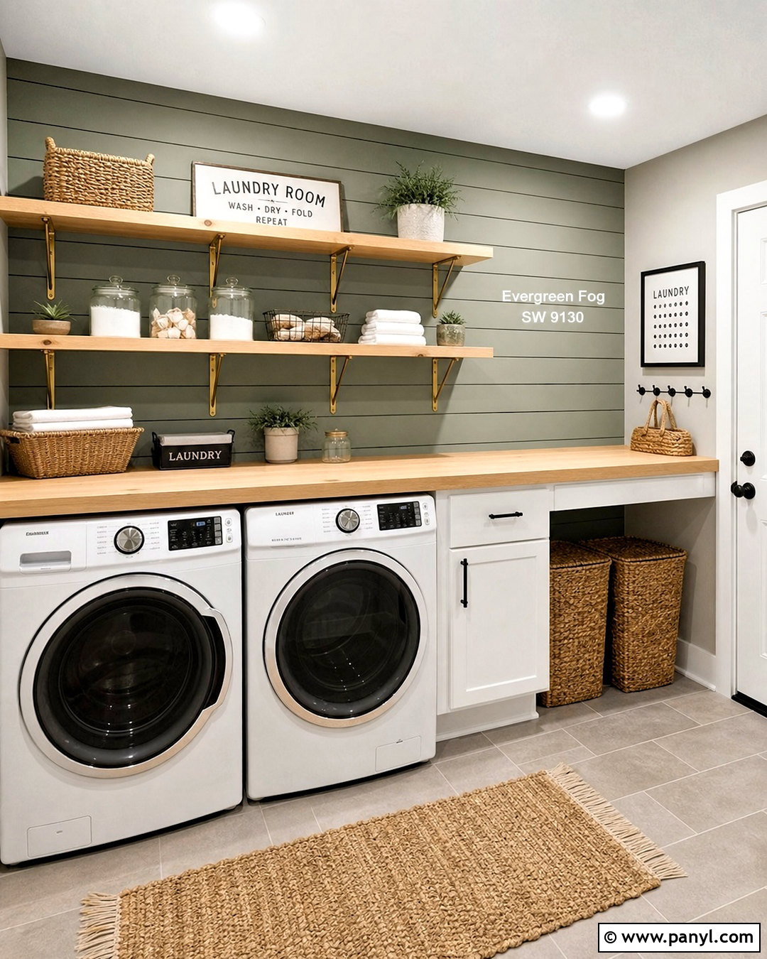 Evergreen Fog Laundry Room Shiplap Wall - 20 evergreen fog accent wall ideas