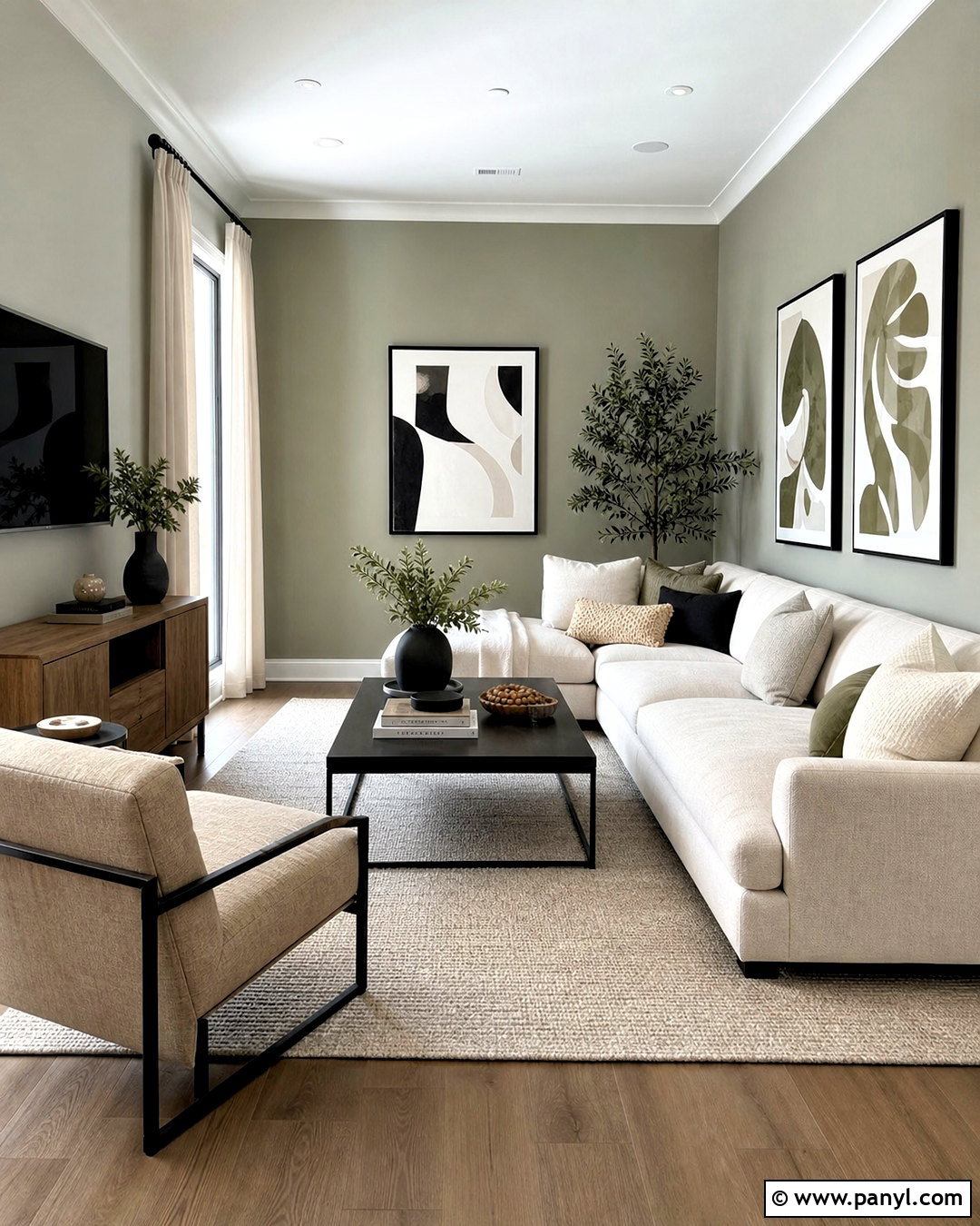 Evergreen Fog Living Room With Black Accents - 20 evergreen fog living room ideas