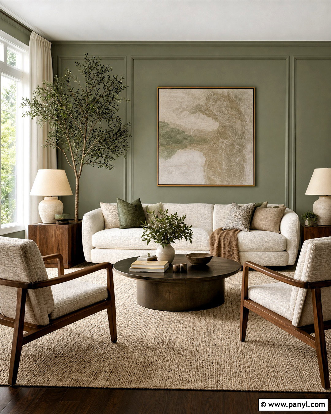 Evergreen Fog Living Room With Cream Sofa - 20 evergreen fog living room ideas