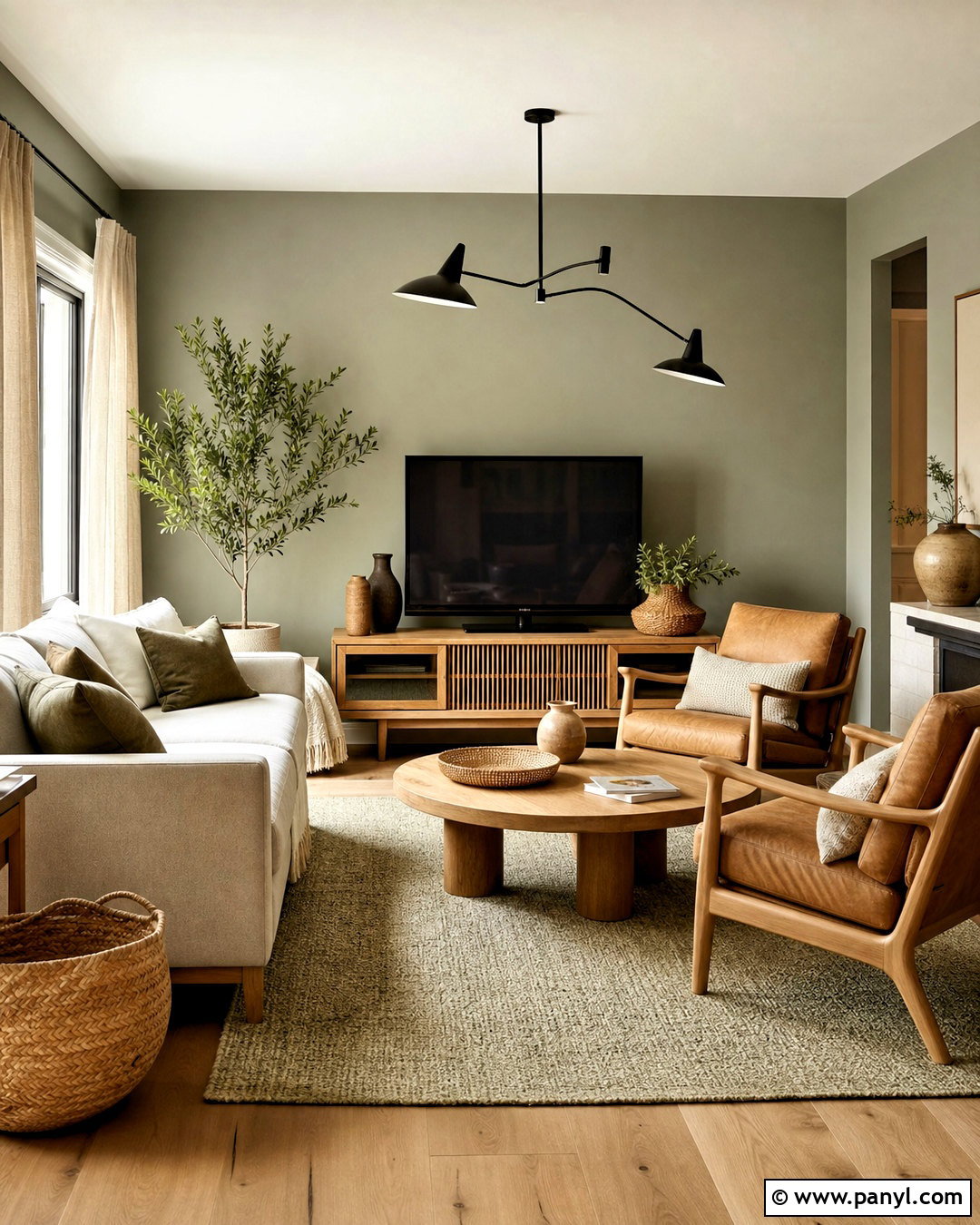 Evergreen Fog Living Room With Oak Furniture - 20 evergreen fog living room ideas