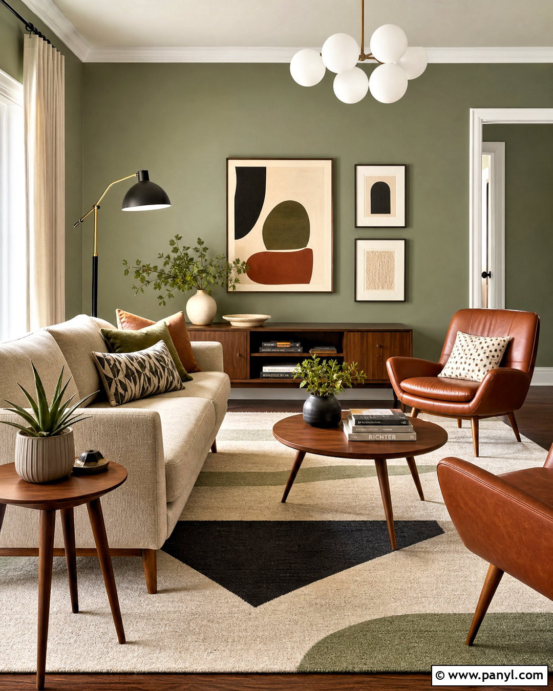 Evergreen Fog Midcentury Living Room - 20 evergreen fog living room ideas
