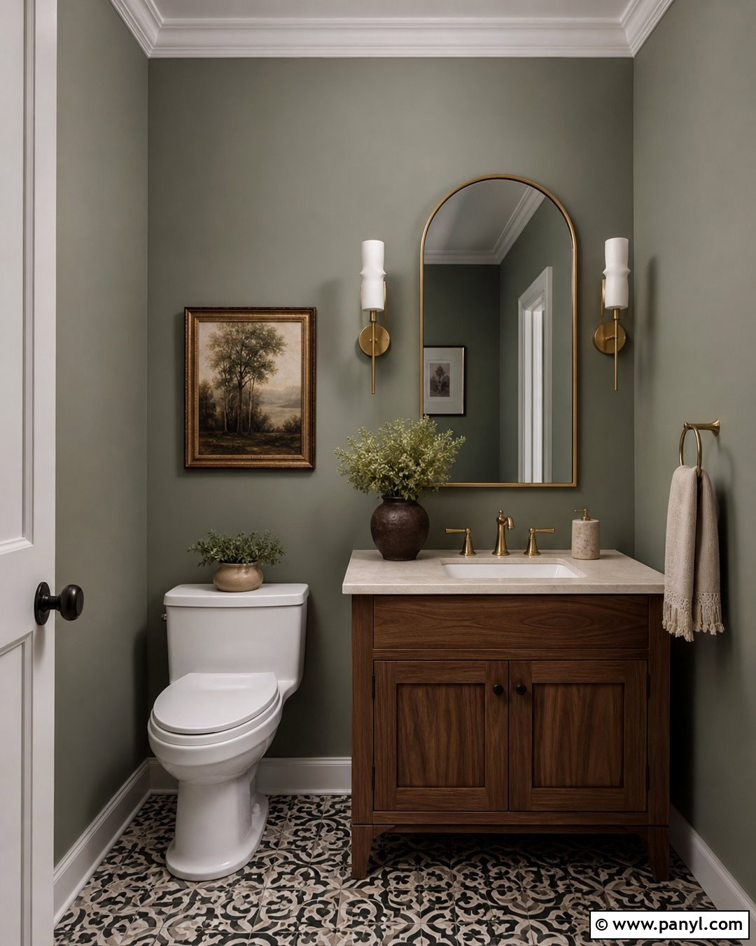 Evergreen Fog Powder Room - 30 Evergreen Fog Sherwin Williams Bathroom Ideas