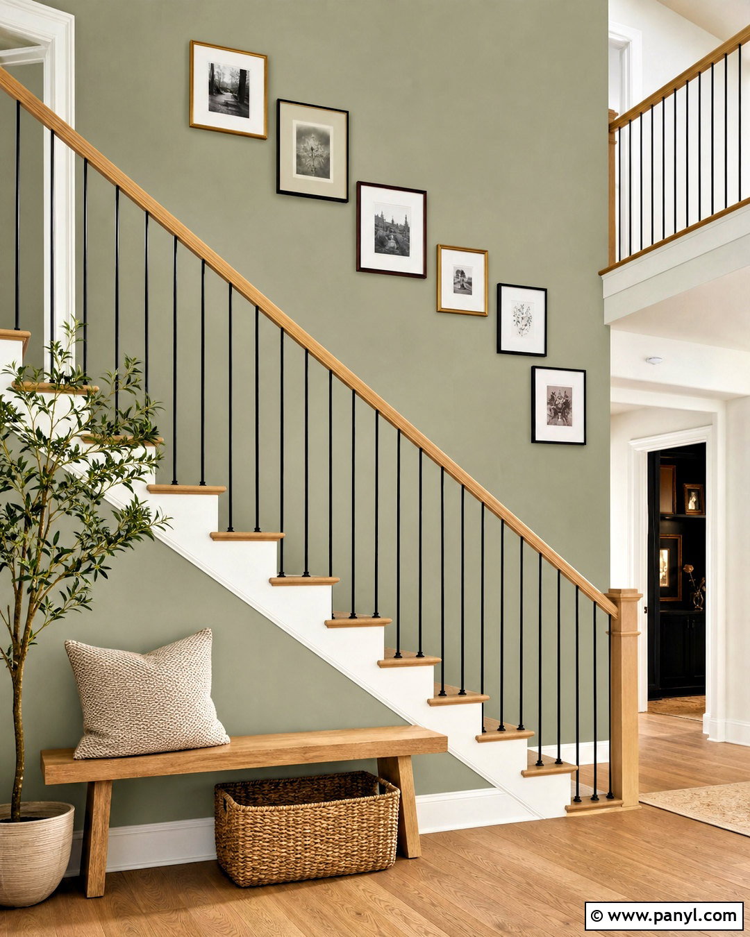 Evergreen Fog Staircase Accent Wall - 20 evergreen fog accent wall ideas