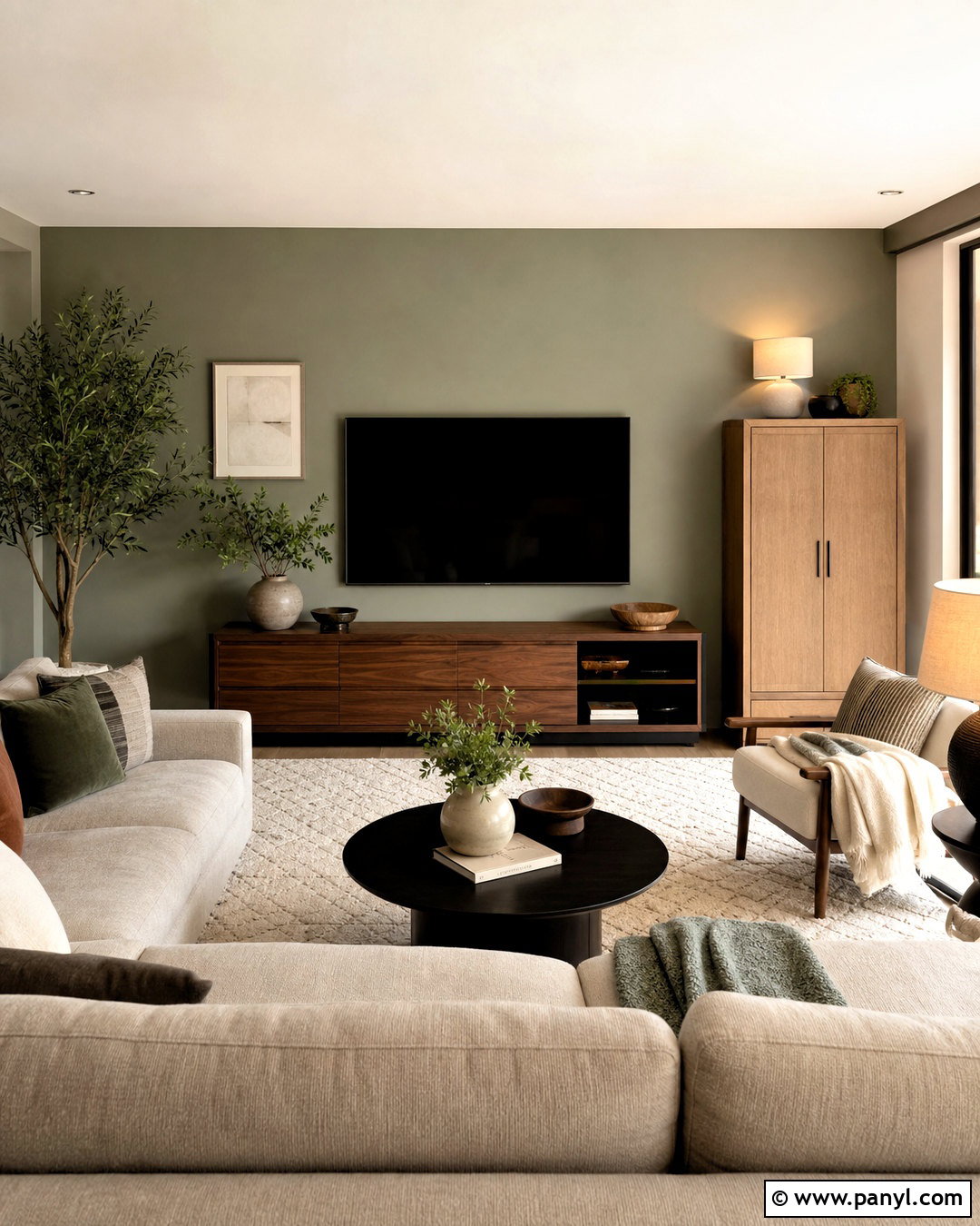 Evergreen Fog TV Wall - 20 evergreen fog accent wall ideas