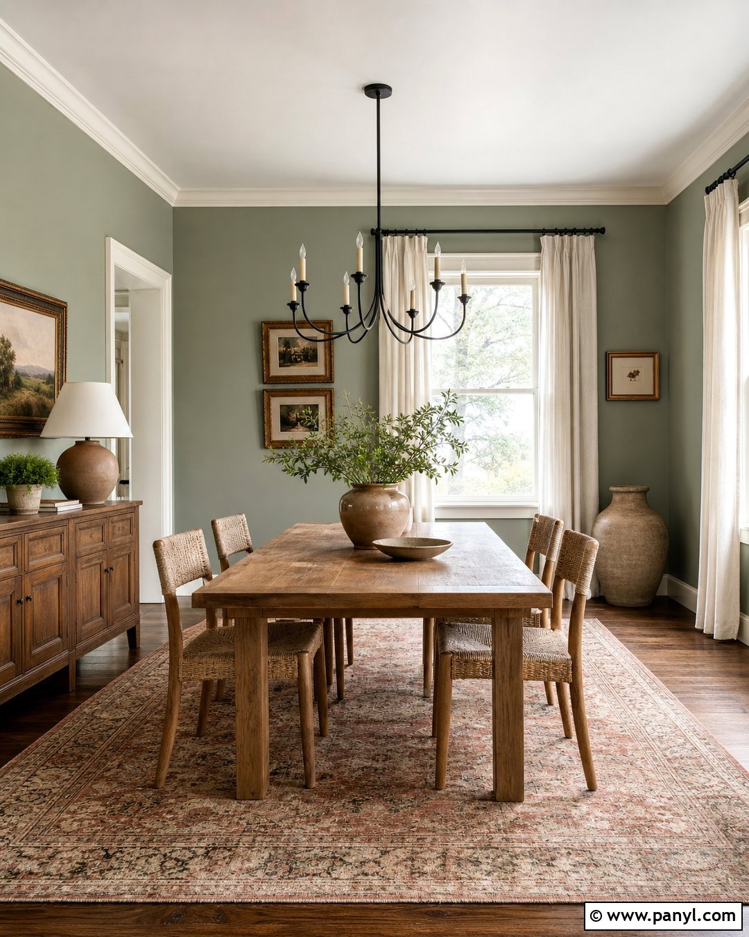 Evergreen Fog Walls With Alabaster Trim - 25 Sherwin Williams Wall And Trim Combo Ideas