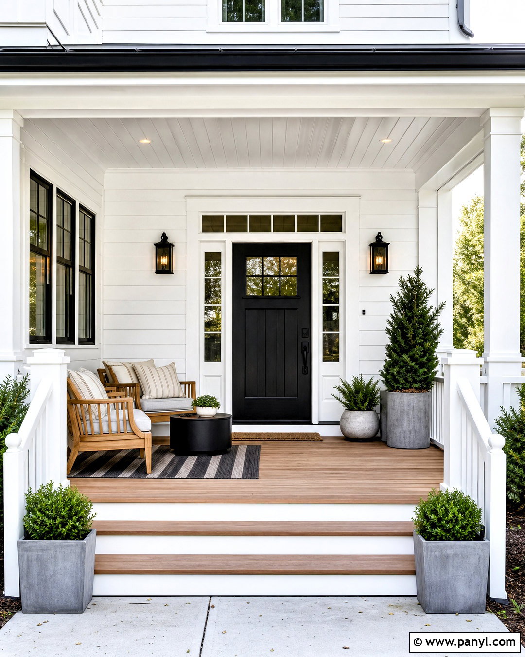 Extra White Front Porch With Black Accents - 20 extra white sherwin williams ideas