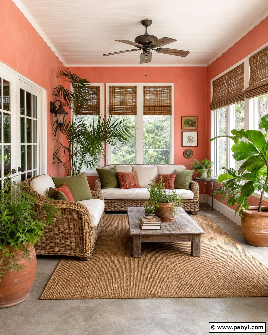 Faded Coral Pink Sunroom Walls - 20 Rustic Pink Wall Color Ideas