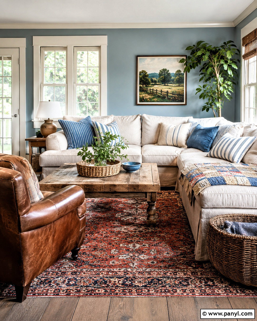 Faded Denim Cottage Family Room - 20 cottage paint colors interior ideas