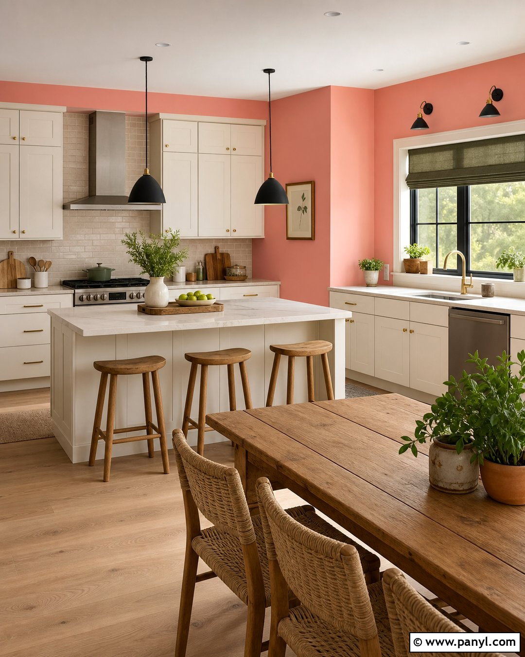 Faint Coral Kitchen With White Cabinets - 20 Sherwin Williams Faint Coral Walls