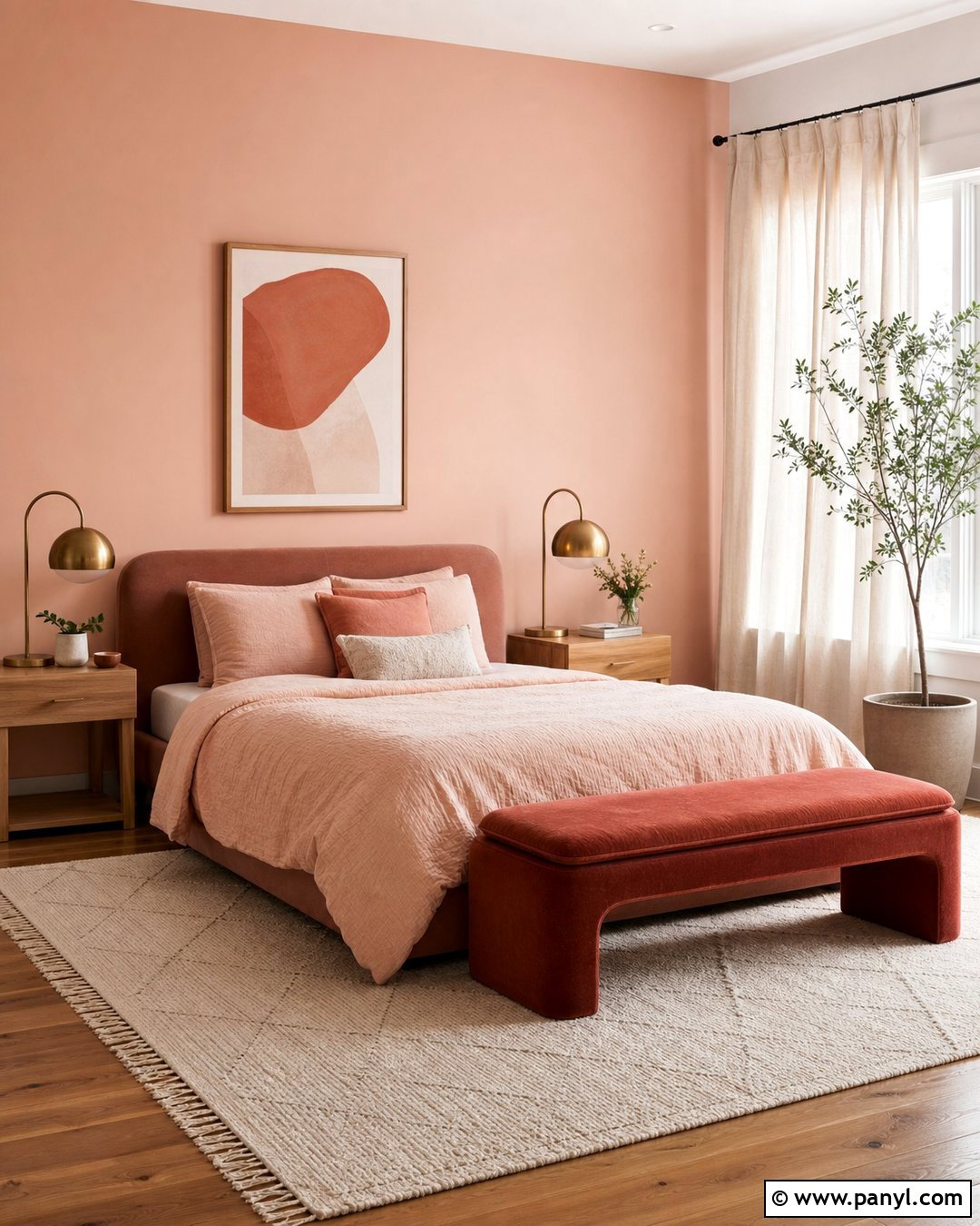 Faint Coral Monochromatic Bedroom - 20 Sherwin Williams Faint Coral Walls