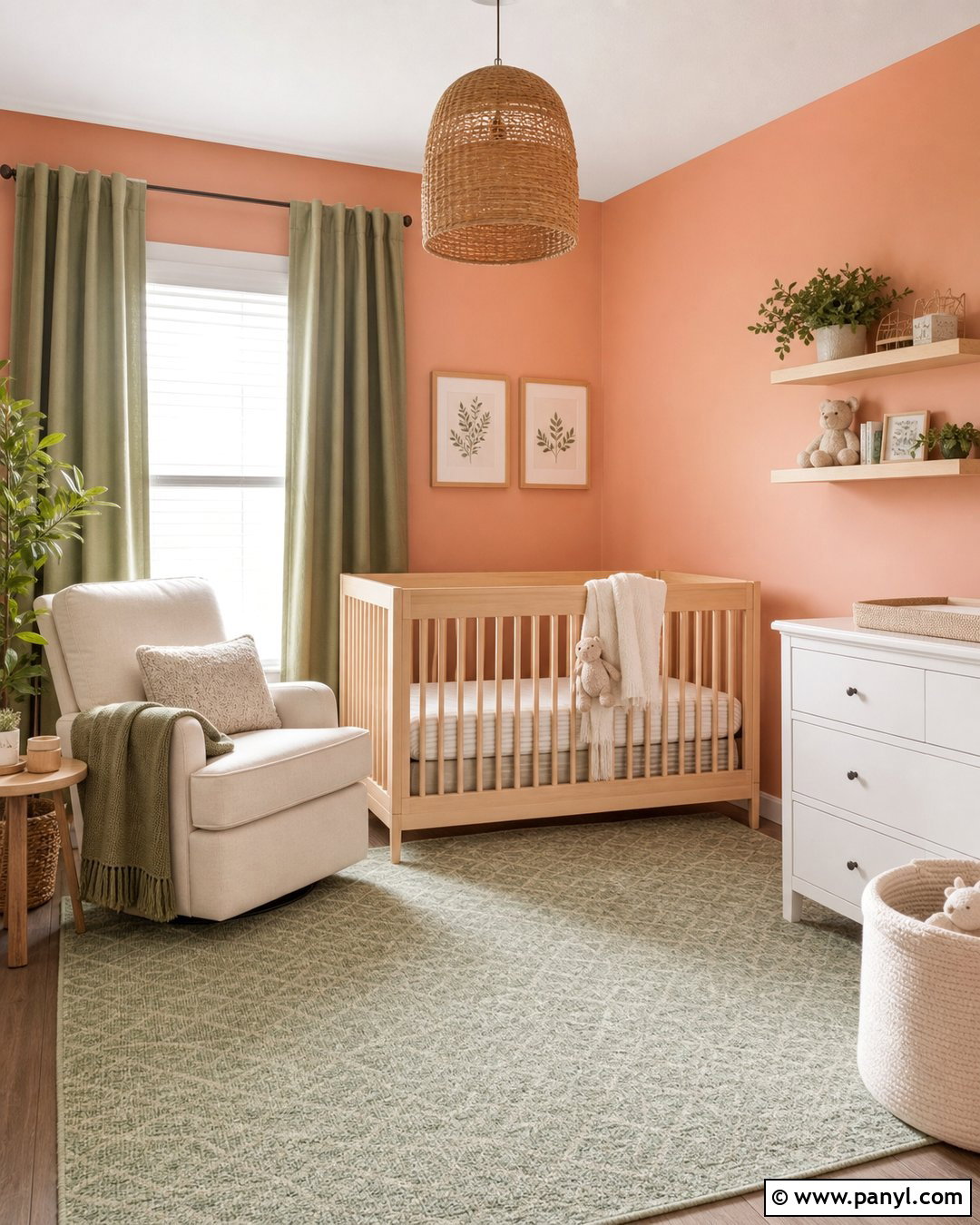 Faint Coral Nursery With Sage Green Accents - 20 Sherwin Williams Faint Coral Walls