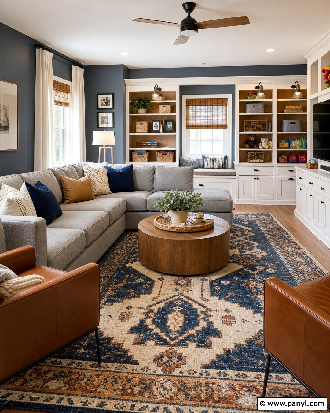 Family Room With Blue Gray Walls - 30 blue gray walls