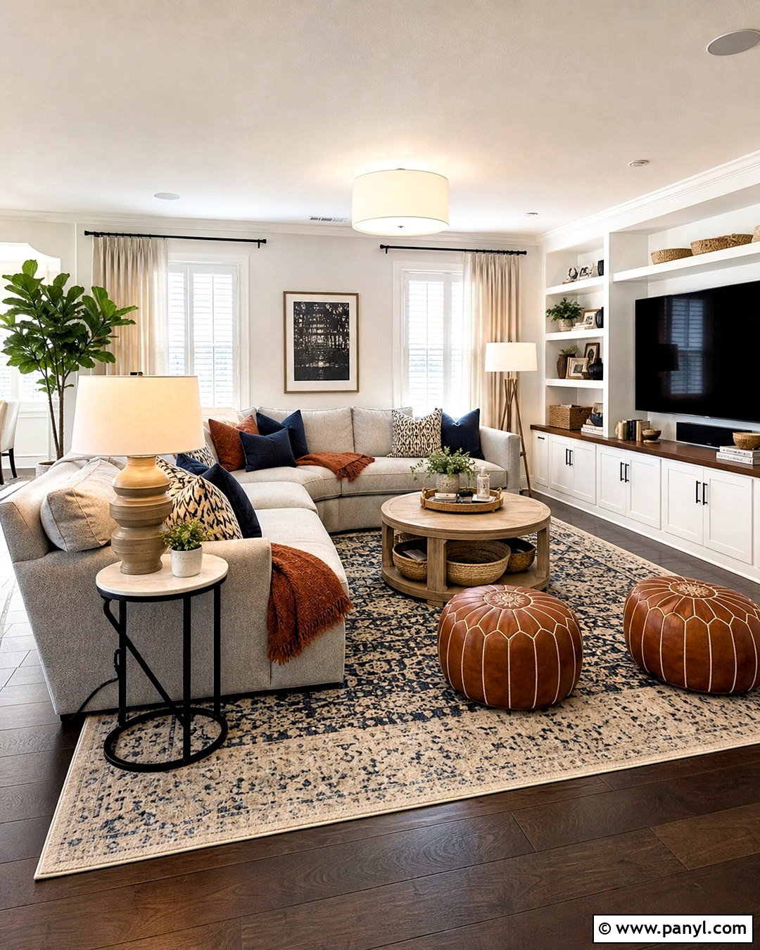 Family Room With Dark Wood Floors - 20 dark wood floors white walls