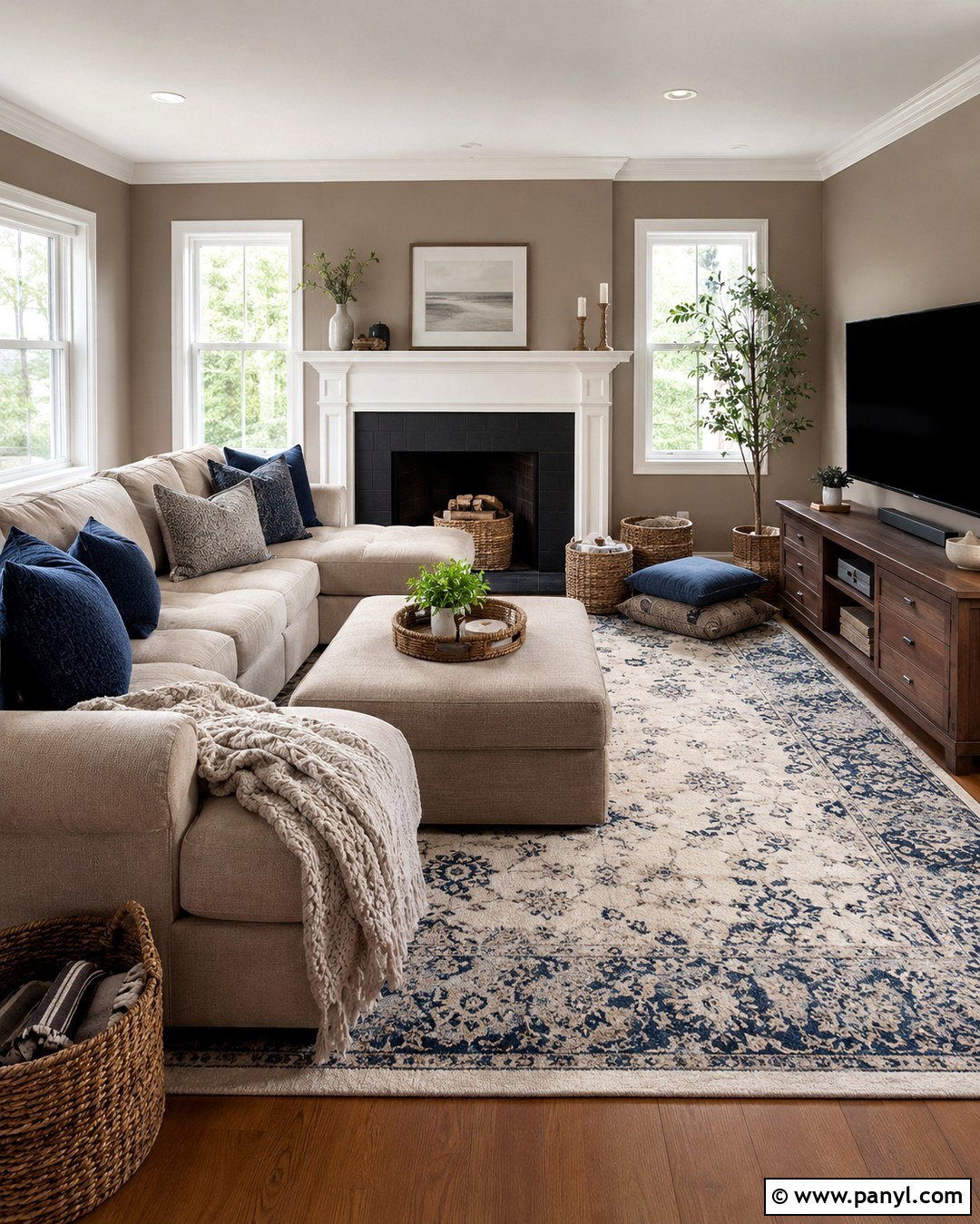 Family Room With Light Brown Walls And White Trim - 20 Light Brown Walls With White Trim Ideas