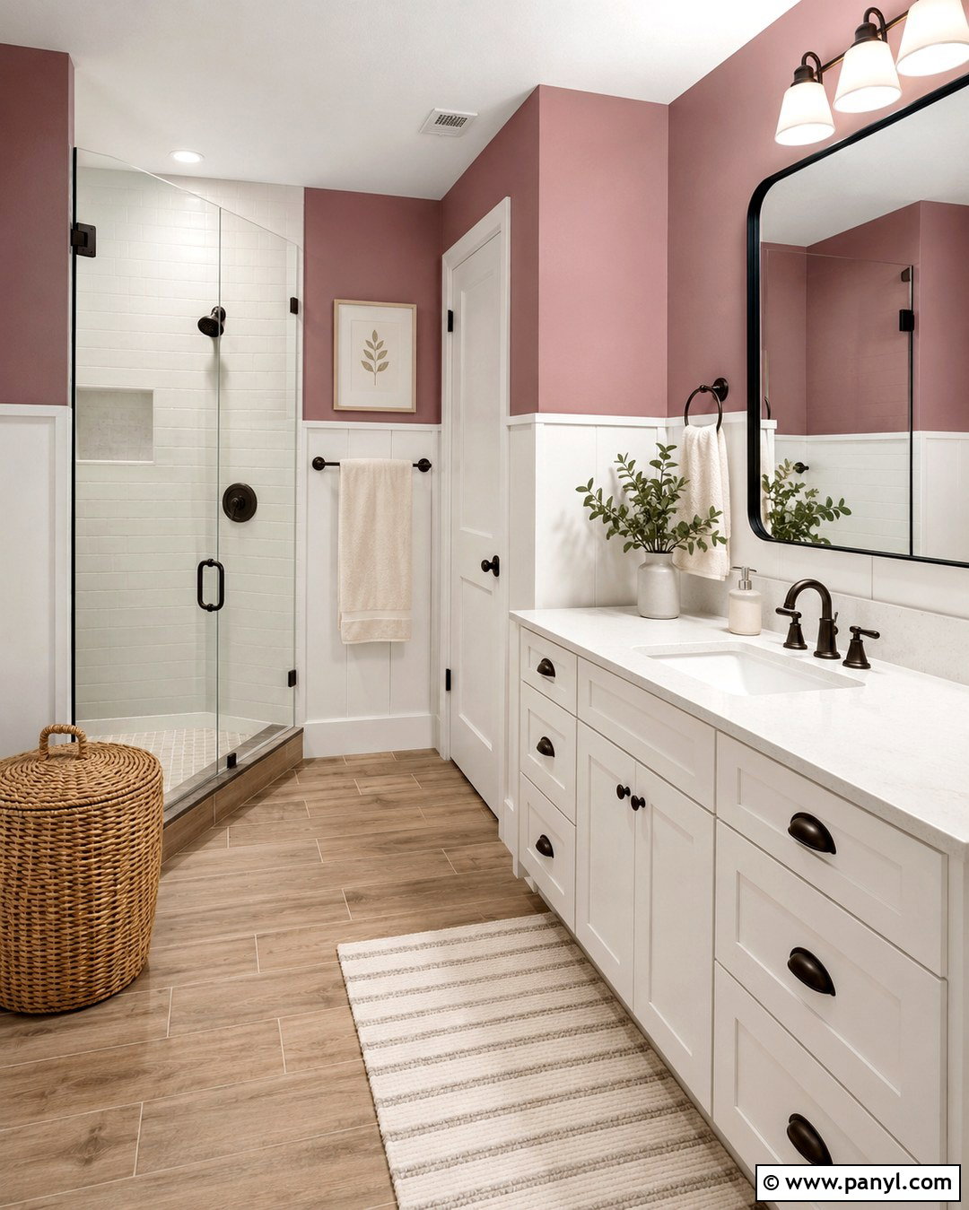 Farmhouse Bathroom With Dusty Pink Walls - 20 Dusty Pink Bathroom Walls
