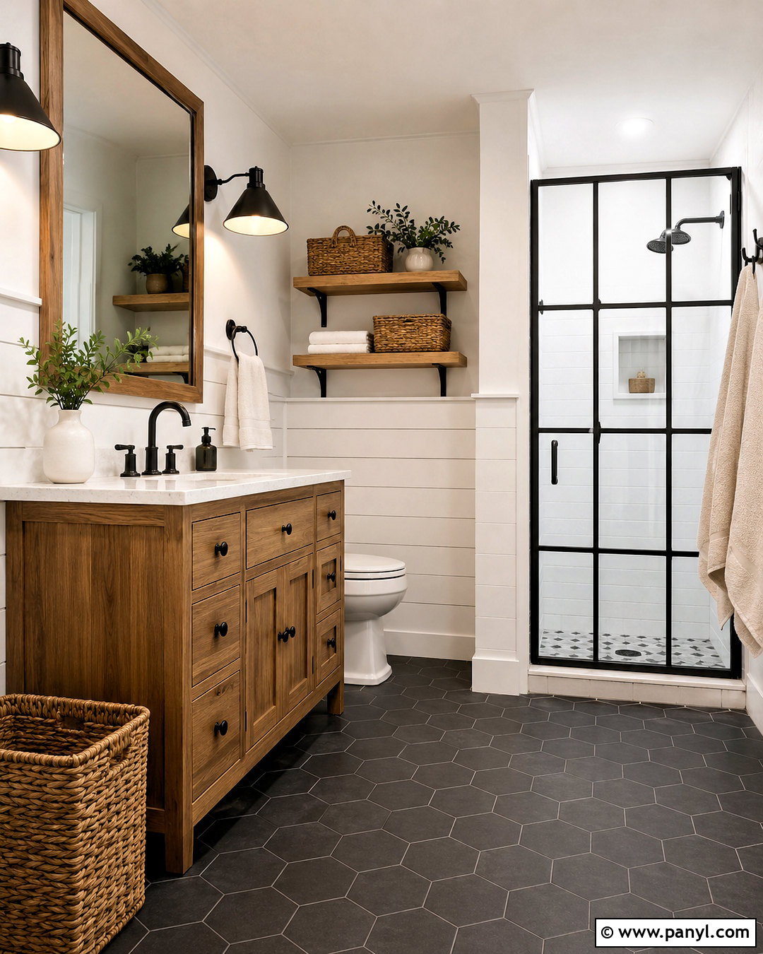 Farmhouse Bathroom With White Walls - 20 White Walls In Bathroom Ideas