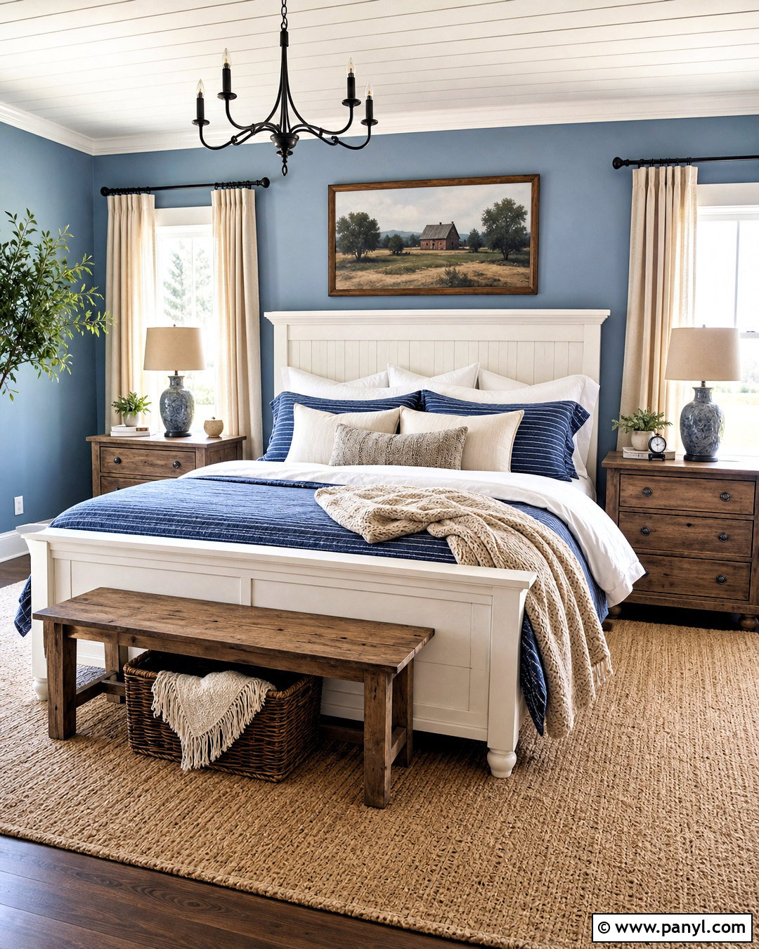 Farmhouse Bedroom With Blue Walls - 20 bedroom ideas blue walls
