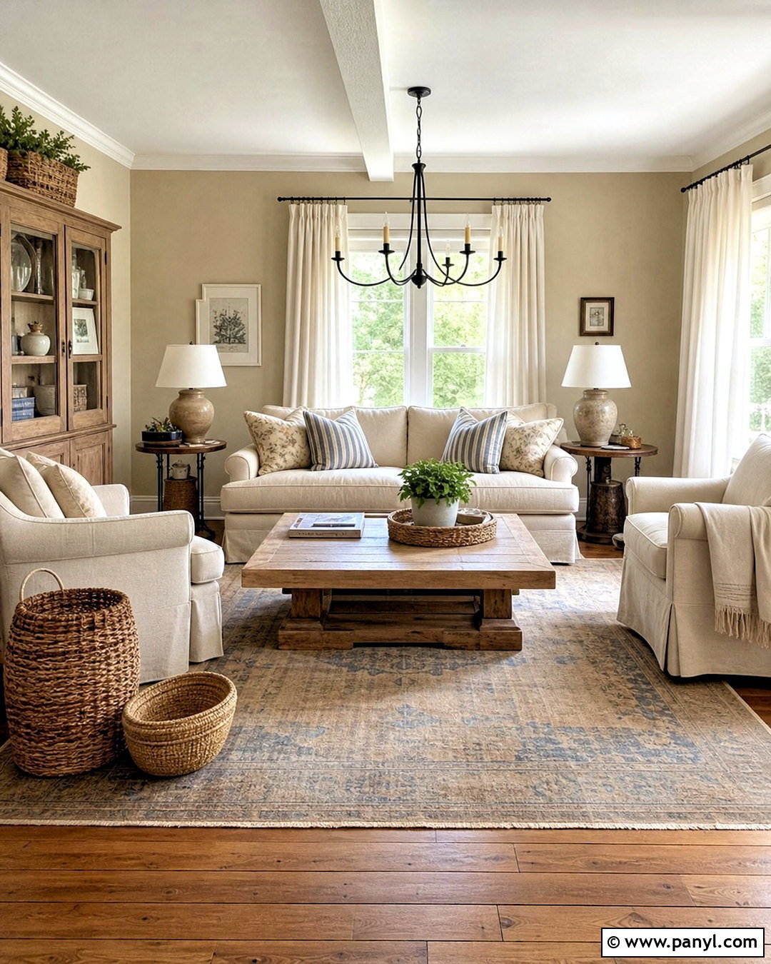 Farmhouse Beige Living Room - 20 beige color palette living room ideas