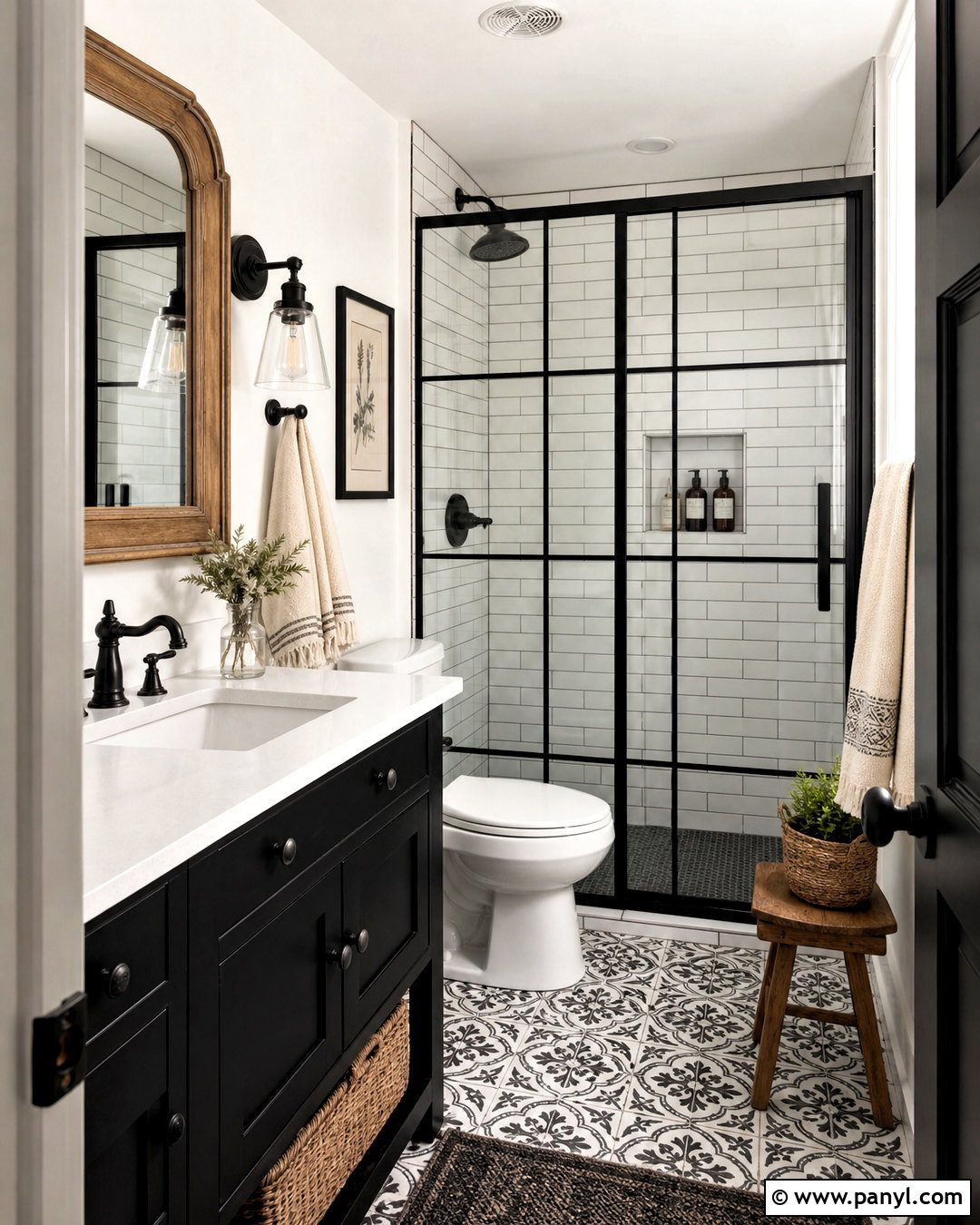Farmhouse Black And White Bathroom - 20 small black bathroom ideas