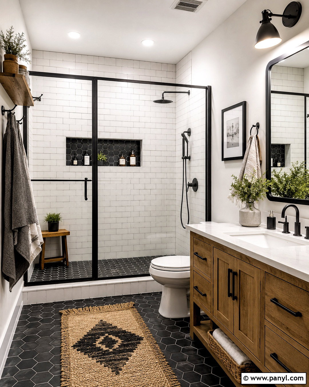 Farmhouse Black And White Shower Tile - 20 black and white shower tile ideas