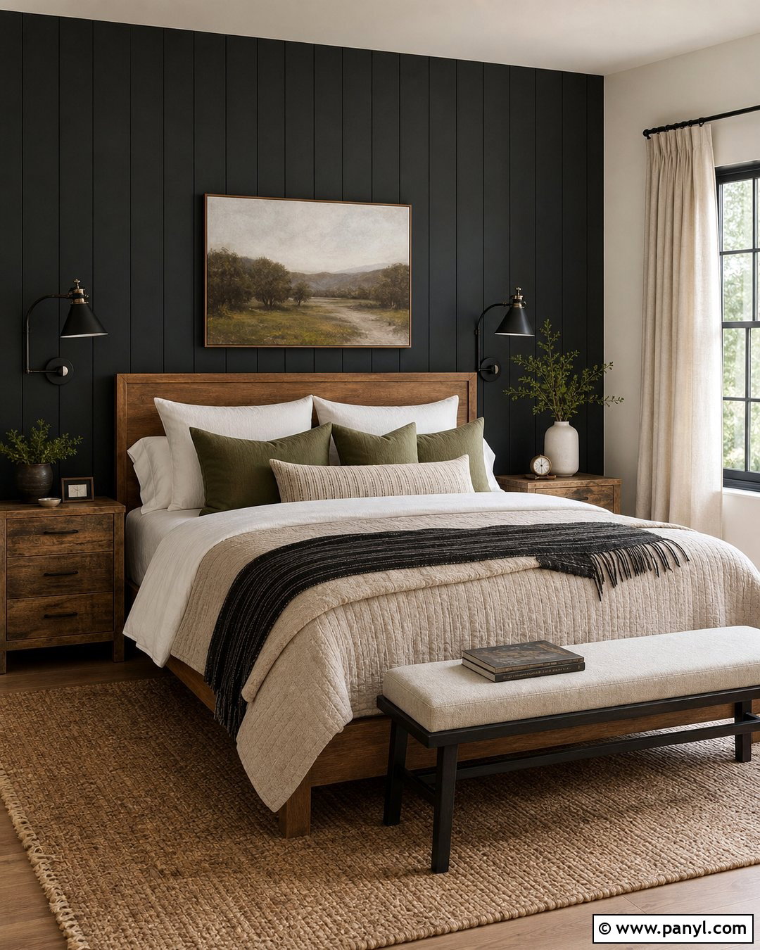 Farmhouse Black Feature Wall Bedroom - 35 black feature wall bedroom ideas