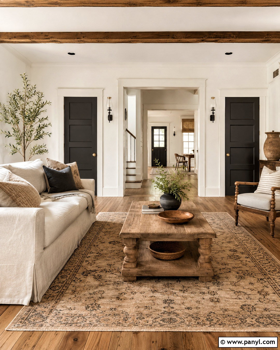 Farmhouse Black Five Panel Doors - 35 White Walls Black Doors