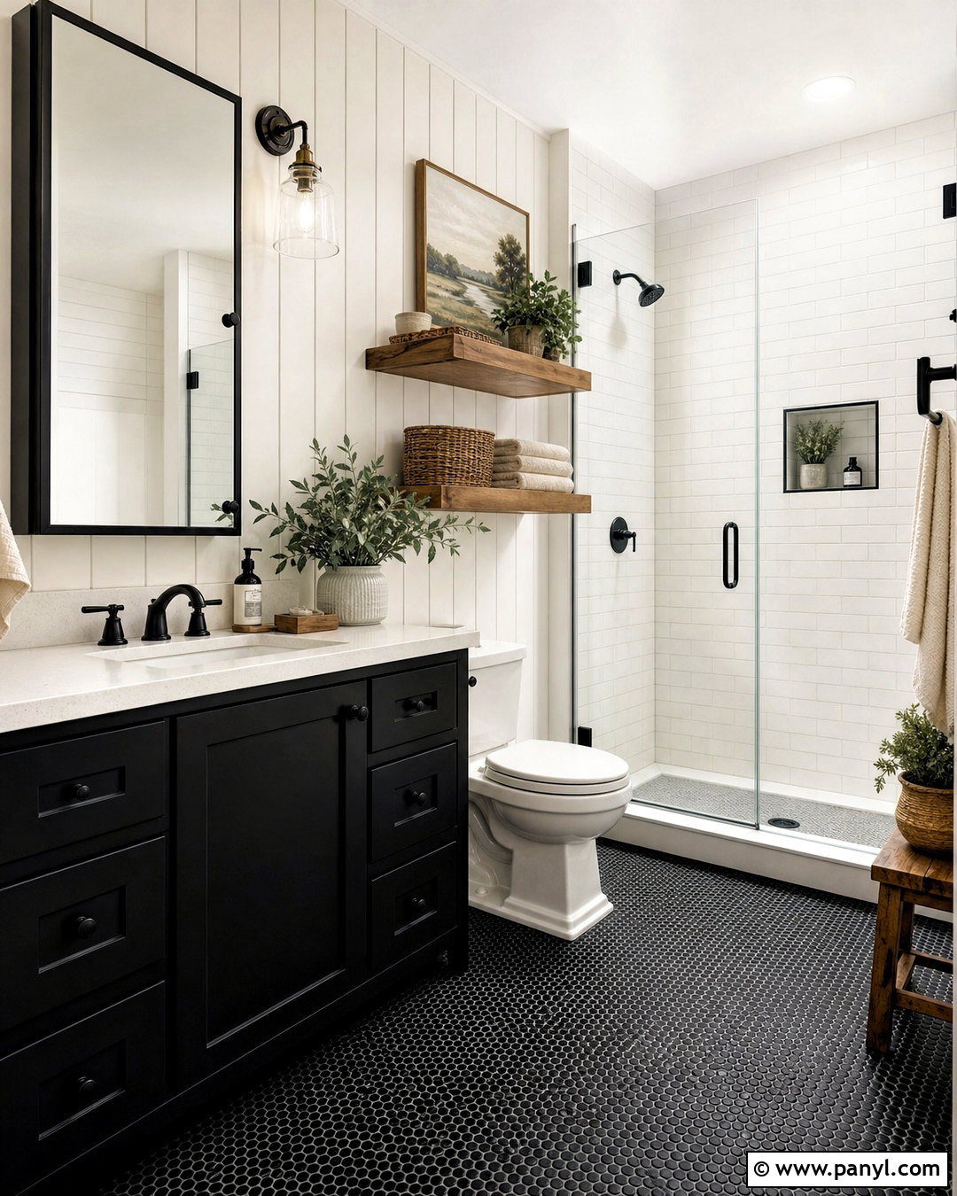 Farmhouse Black Guest Bathroom - 20 black guest bathroom ideas
