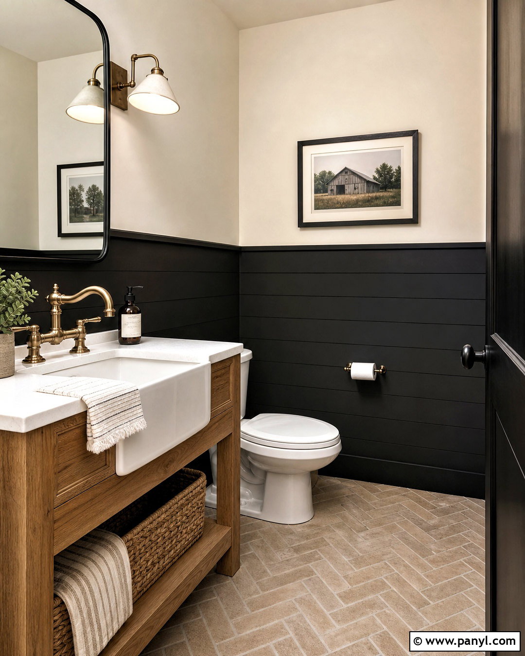 Farmhouse Black Half Bathroom - 20 black half bathroom ideas
