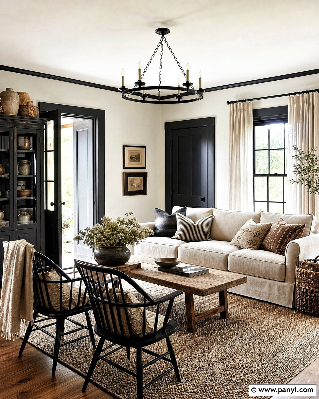 Farmhouse Black Trim Living Room - 20 black trim interior living rooms