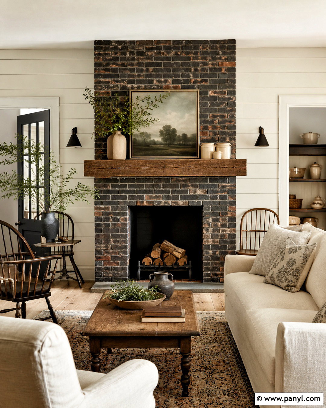 Farmhouse Black Wash Brick Fireplace - 20 black wash brick fireplace ideas