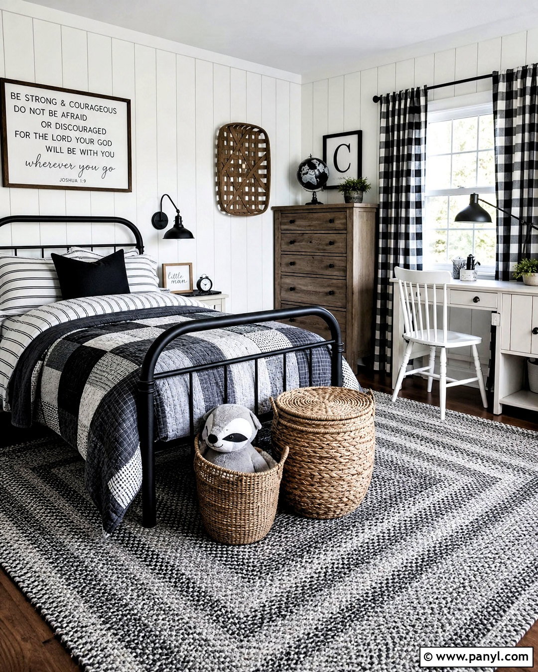 Farmhouse Black and White Kids Room - 20 black and white kids room ideas