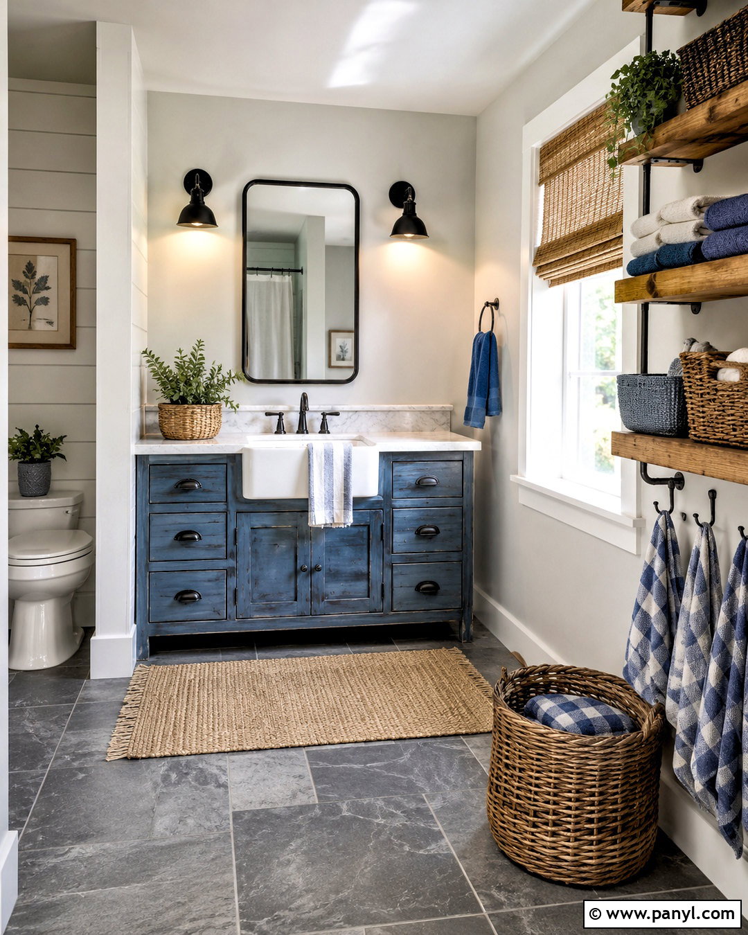 Farmhouse Blue And Gray Bathroom - 20 blue and grey bathroom ideas