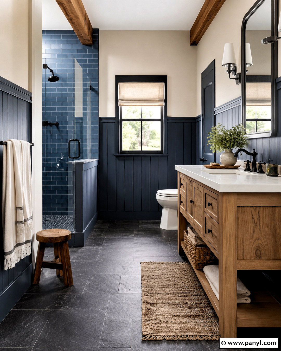Farmhouse Blue Bathroom - 20 moody blue bathroom ideas