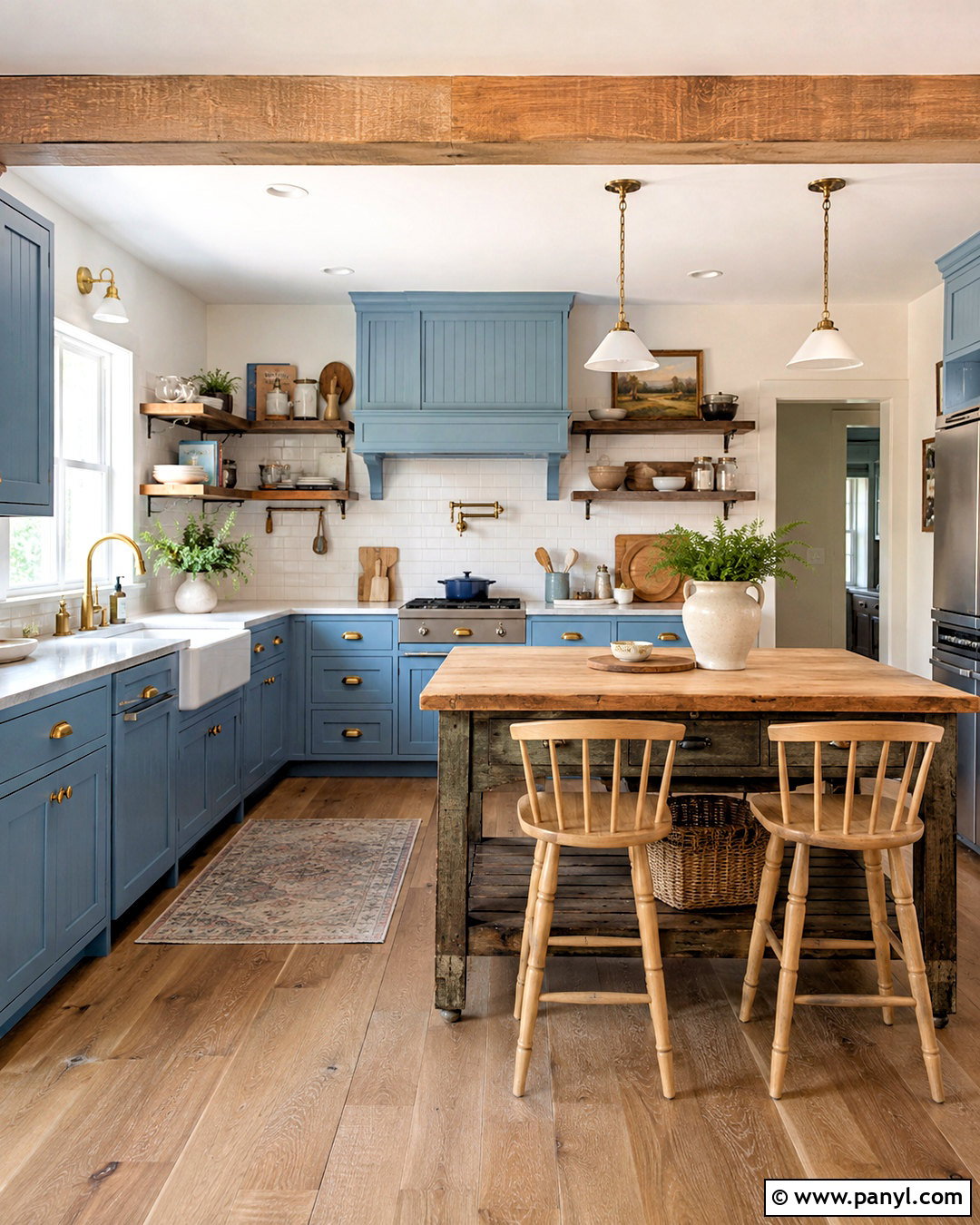 Farmhouse Blue Kitchen With Apron Sink - 20 blue kitchens ideas