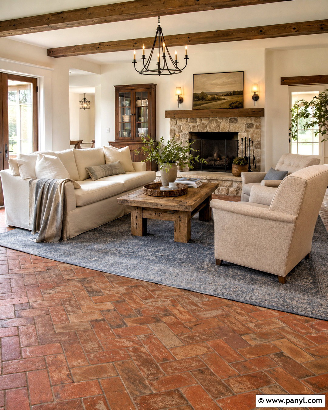 Farmhouse Brick Look Ceramic Floor Tiles - 20 ceramic floor tiles living room ideas