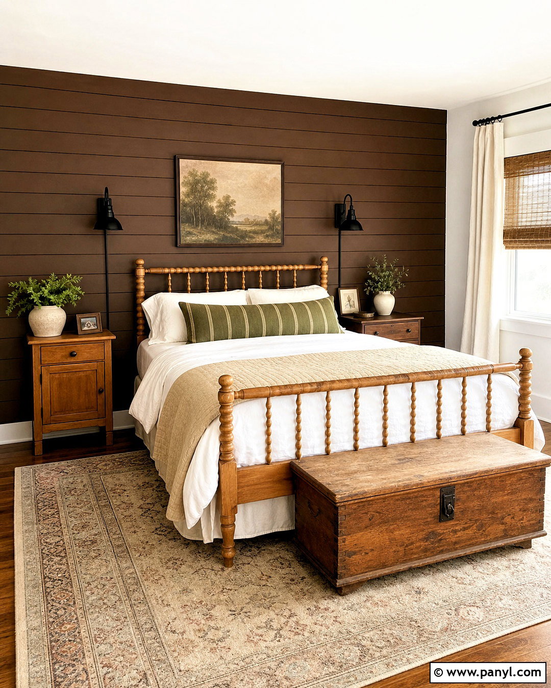 Farmhouse Brown Accent Wall Bedroom - 20 brown accent wall bedroom ideas