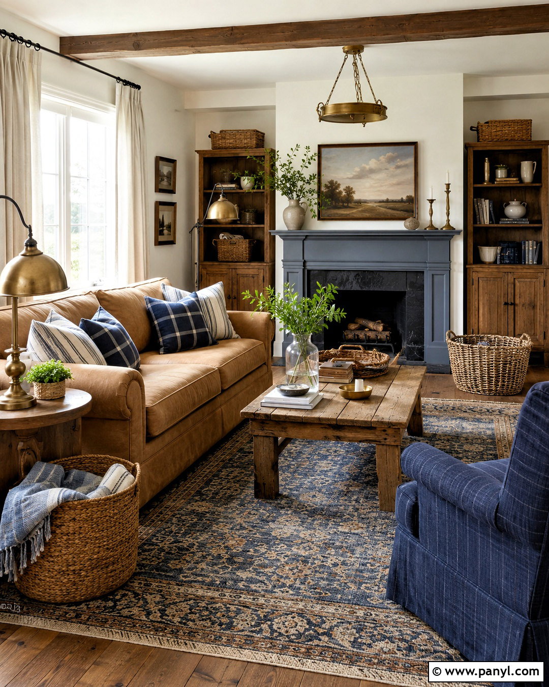 Farmhouse Brown And Blue Living Room - 20 brown and blue living room ideas