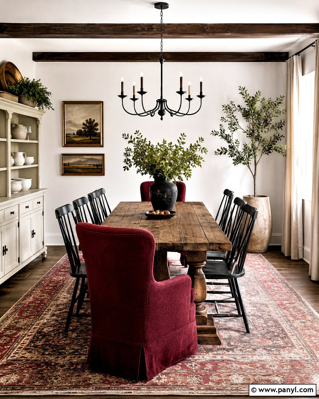 Farmhouse Burgundy Dining Room - 20 burgundy dining room ideas