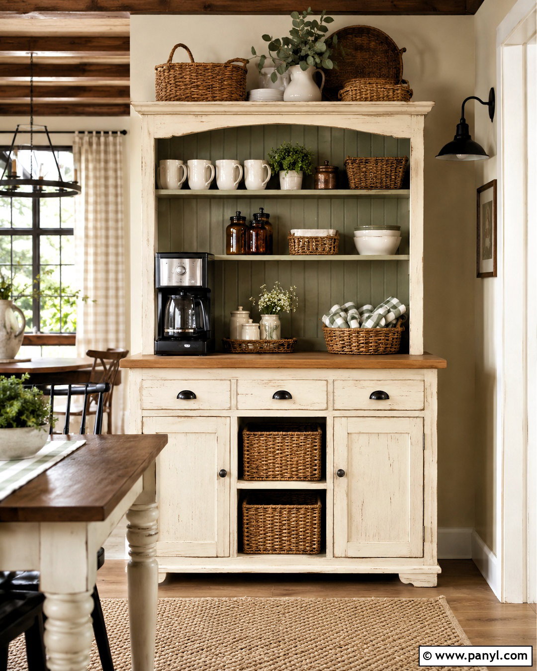 Farmhouse Coffee Station Hutch - 20 coffee station ideas