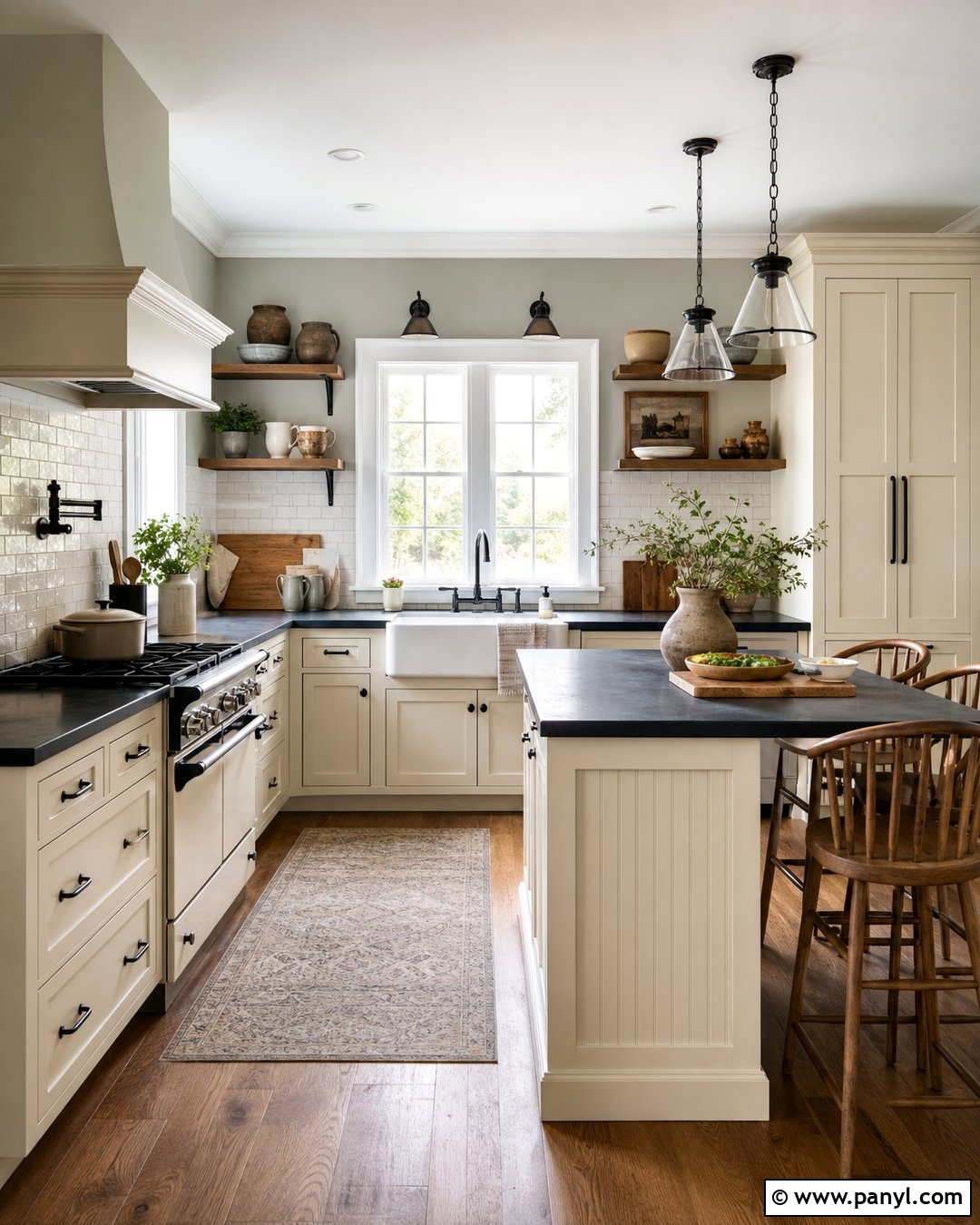 Farmhouse Cream Kitchen With Dove Grey Walls - 20 Cream Kitchen With Grey Walls