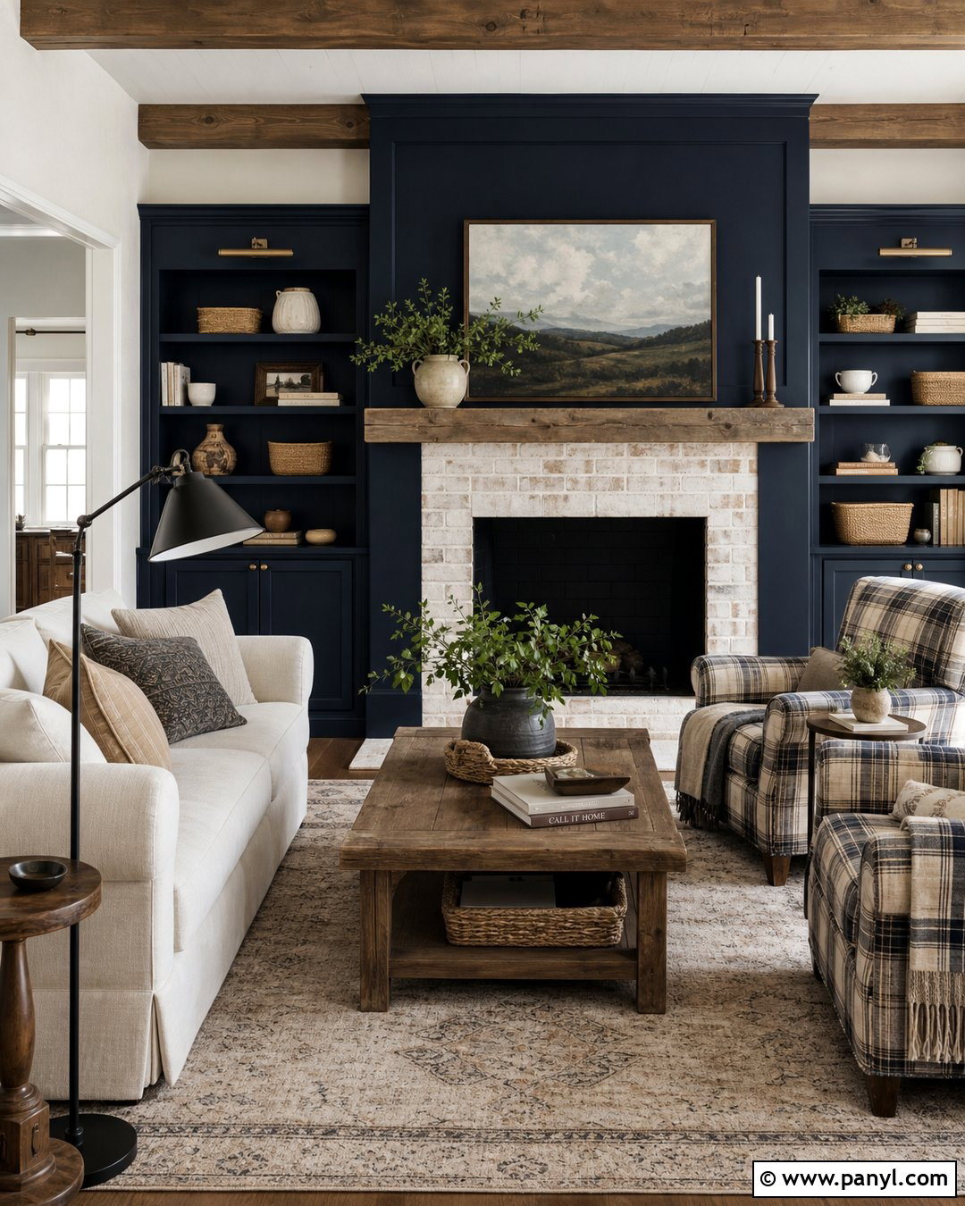 Farmhouse Dark Blue Fireplace Wall - 20 Dark Blue Accent Wall Living Room With Fireplace Ideas