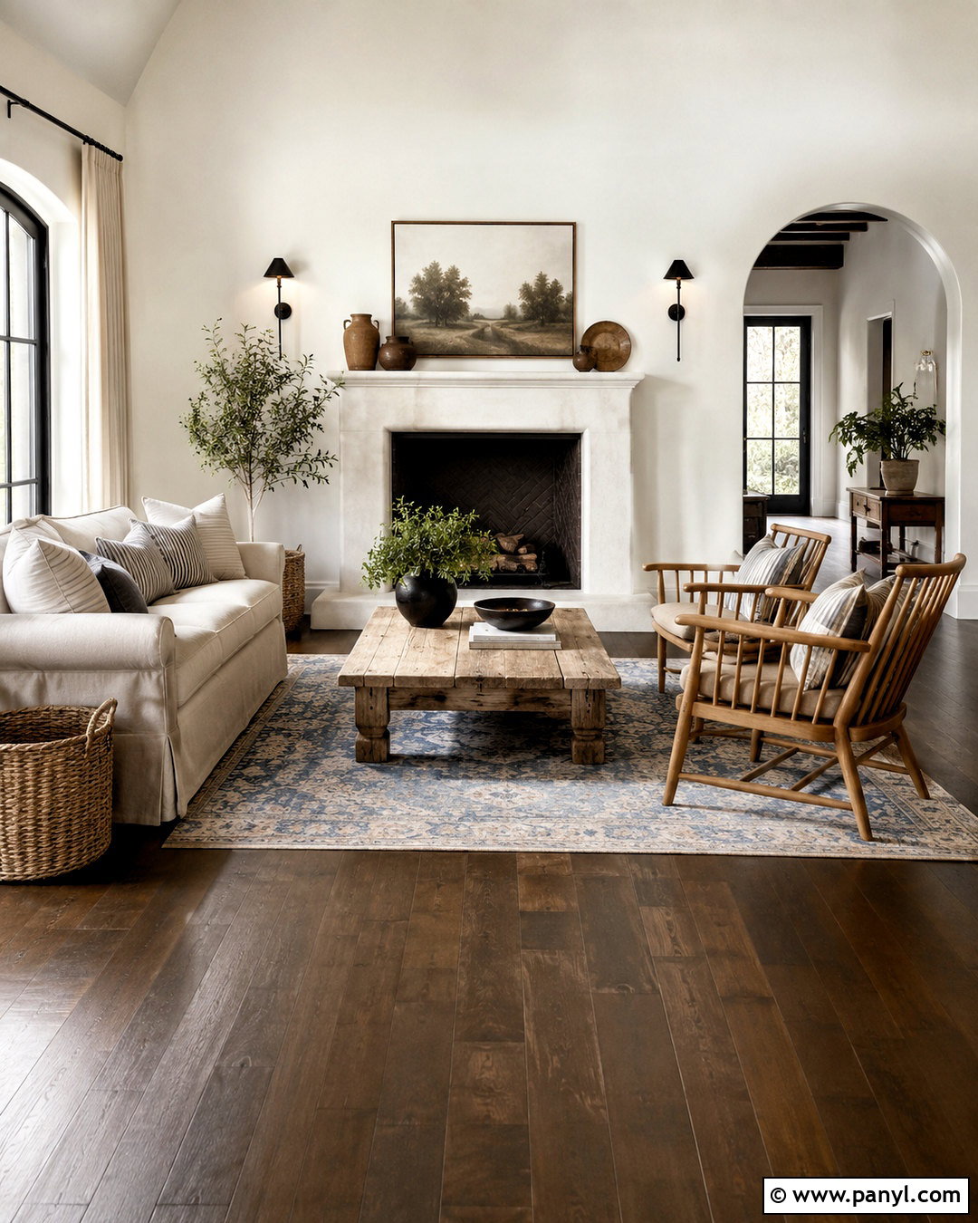 Farmhouse Dark Brown Floor Living Room - 20 dark brown floor living room ideas