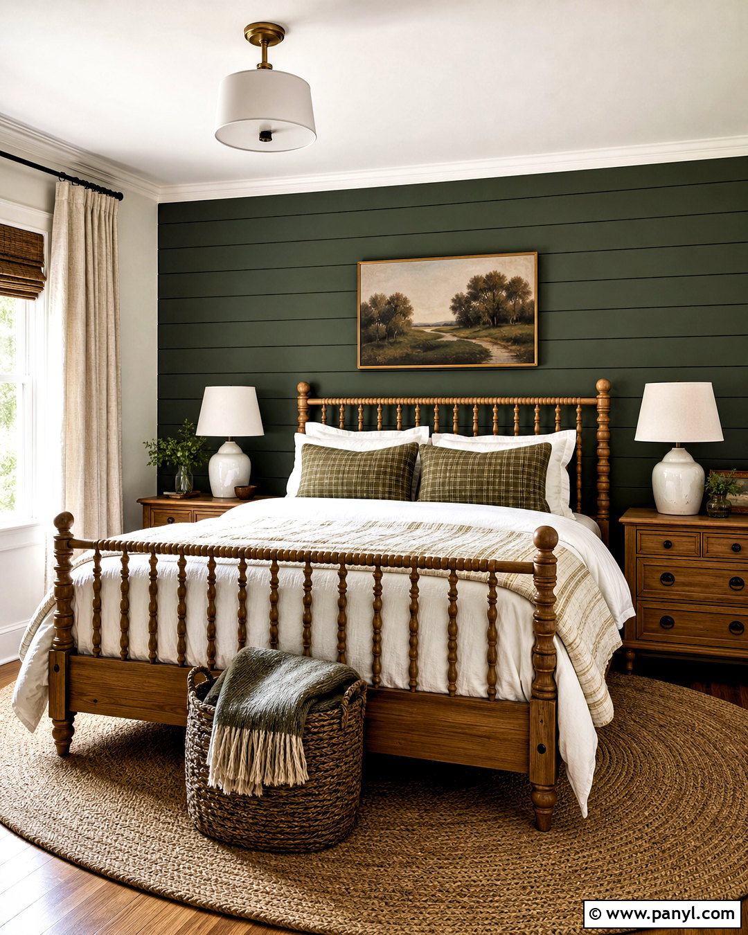 Farmhouse Dark Green Accent Wall Bedroom - 20 dark green accent wall bedroom ideas