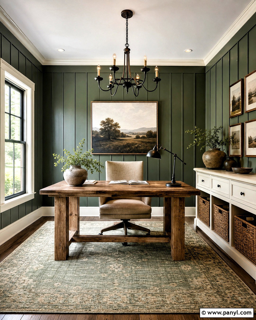 Farmhouse Dark Green Office - 20 dark green office ideas